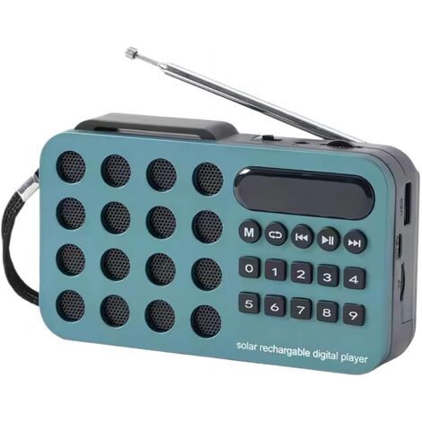 Altoparlante radio portatile, radio solare ricaricabile per casa, campeggio, viaggi (blu). (1/5)