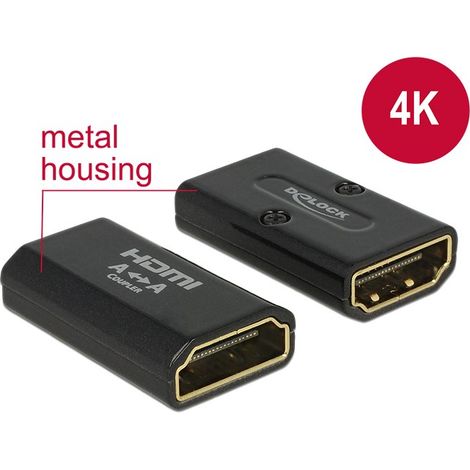 DeLOCK HDMI/HDMI Schwarz - Kabeladapter (HDMI, HDMI, Buchse/Buchse, Schwarz)