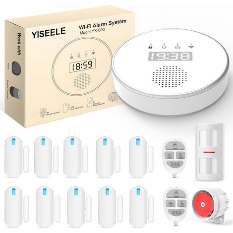 Alarme Maison sans Fil, 15 Pièces Alarme Maison Con APP, 5G/2.4G Kits de Sécurité pour la Maison Con Sirène, PIR Sensore, Capteurs de Fenêtre, Télécommande, pour Camping-Car, Garage, Bureau (1/5)