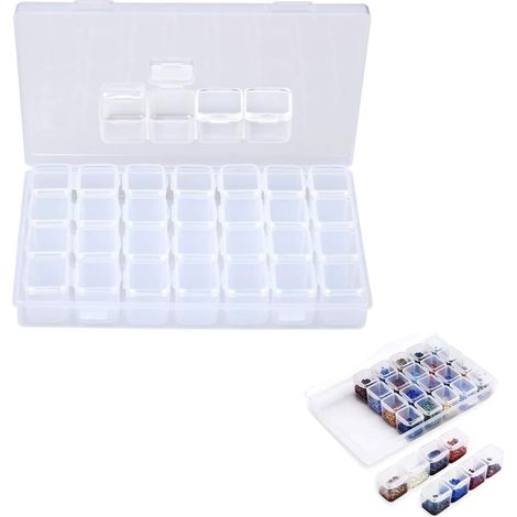 Boîte de rangement pour perles à 28 compartiments, boîte de rangement pour broderie diamant, boîte de rangement pour peinture diamant, boîte de rangement pour art diamant