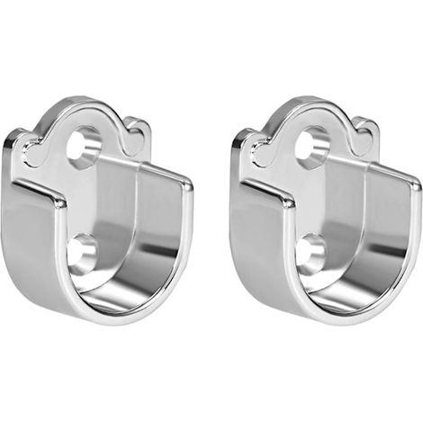 Set aus 2 Kleiderstangenhalterungen aus Zinklegierung — Endhalterungen für Duschvorhangstangen (Flanschbefestigungen) — Geeignet für Stangen mit 25 mm Durchmesser. (1/2)
