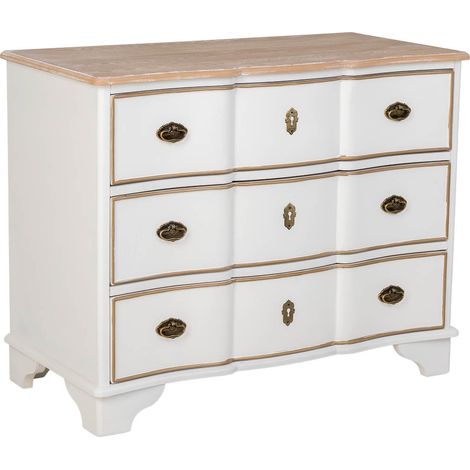 Comoda de madera de 3 cajones blanco 100x50x80