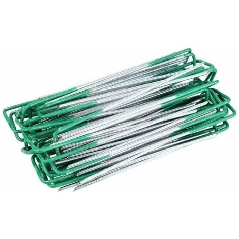 Ahlsen 50 Pcs Piquets de Fixation, Piquets de Jardin, Agrafes Gazon Synthétique Vert, pour bâches de Sol de Jardin, Fixation de Gazon synthétique extérieur (1/4)