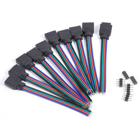 Cable d'extension de fil RVB à 4 broches, cable de connecteur male femelle LED à 4 broches pour bande lumineuse SMD 3528 5050