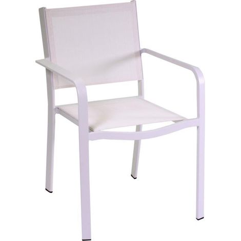 Sedia da Giardino 55x61xh84,5 cm in Alluminio e Texilene El Paso Bianco (1/3)