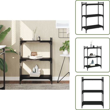 Bücherregal 3 Böden Schwarz 60x30x86 cm Holzwerkstoff - Buche Regal - Bücherregal Schwarz - Holzregal - Wohnraumorganisation - Regal Mit Schubladen