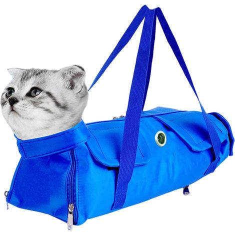 1 Sac De Retenue Pour Chat Nylon Réglable Avec Poignée Anti-Morsure Pour Toilettage Et Soins Vétérinaires (1/5)