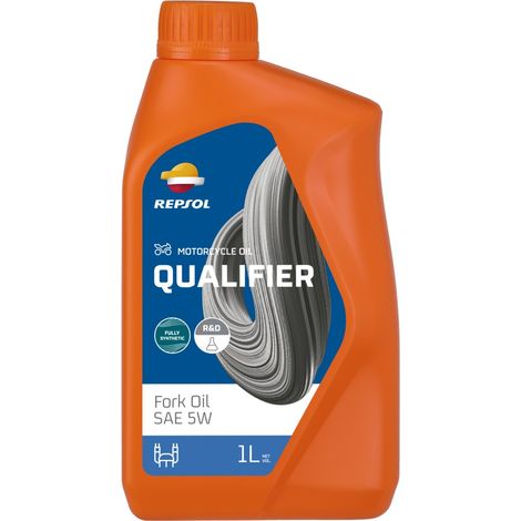 Huile télescopique Repsol Qualifier 5W 1L - Pour amortisseurs de moto
