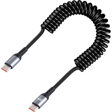 Kurzes Spiralkabel (0,4–1,8 m), 60 W, USB-C-zu-USB-C-Schnellladekabel, Datenkabel für iPhone 16/15, Samsung S25/S24/S23, Xiaomi, Huawei – 1 Stück (1/5)