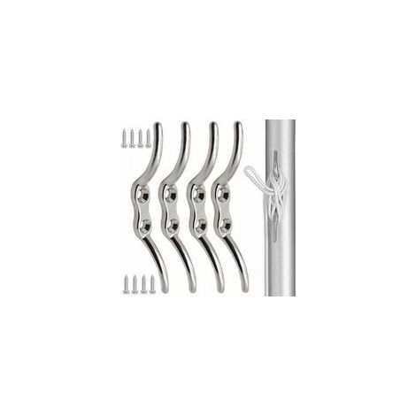 4 taquets d'amarrage en acier inoxydable, 100 mm, crochets pour cordages de mât, taquets d'amarrage pour fixer les cordages aux mâts, bateaux, auvents, volets, bâches - Crezuo (1/4)