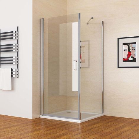 Duschkabine Schwingtür Eckeinstieg in Höhe 185/195cm 180°  Dusche mit 6mm NANO Glas, Tür 100 x 90 Seitenwand x 195cm mit Duschwanne (1/5)