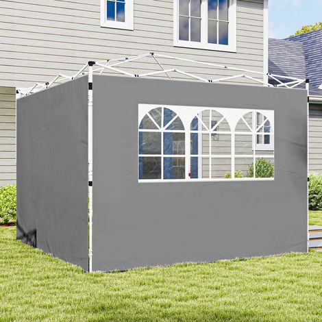 Pannelli laterali per gazebo 3 x 3 m, pannelli per padiglione con finestra, set da 2, tessuto Oxford grigio chiaro