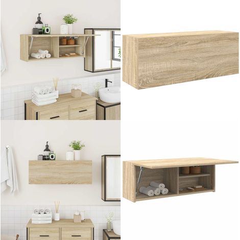 Bad-Wandschrank Sonoma-Eiche 80x25x30 cm Holzwerkstoff - Holzschrank - Wandregal (1/5)