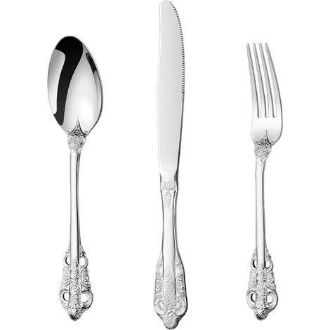3 pièces Couverts Divers accessoire de portail, acier inoxydable, finition argentée avec accents dorés, compatible lave-vaisselle (1/5)