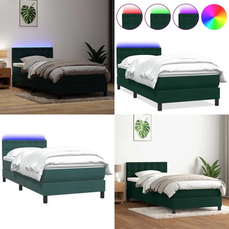 vidaXL Boxspringbett mit Matratze Dunkelgrün 80x220 cm Samt (1/5)
