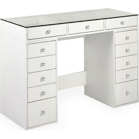 Coiffeuse Avec 13 Tiroirs "Beauté" 120cm Blanc