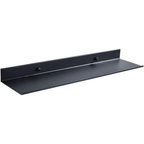 Étagère murale flottante noire 30 x 12 x 4 cm – Aluminium résistant à l'humidité – Installation facile avec raccords inox – Pour salle de bain et cuisine (1/5)