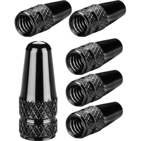 Bouchon de Valve en Aluminium, Bouchons Noirs compatibles avec Les valves Presta et françaises, Cache-pneus pour Chambres à air de vélo,Bouchons Valve Velo,Bouchon Valve Presta Vélo (1/5)