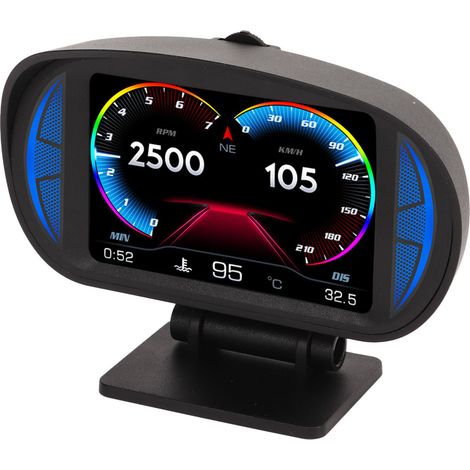 Affichage Tête Haute Auto OBD2 GPS avec Inclinomètre Boussole Vitesse Régime Alarme Universel Voiture (1/5)