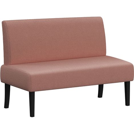 Yaheetech Divano da Salotto Moderno Divanetto a 2 Posti senza Braccioli Sedia a Coste con Gambe in Legno per Soggiorno Ufficio 109,5 × 62 × 84,5 cm Rosa (1/5)