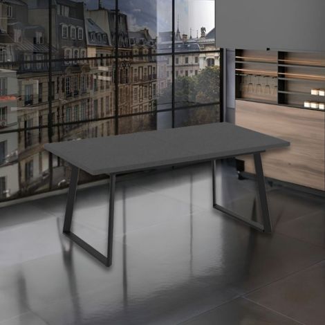 Tavolo allungabile Lavinya piano ossido e gambe in metallo nero 170x90x75h (1/5)
