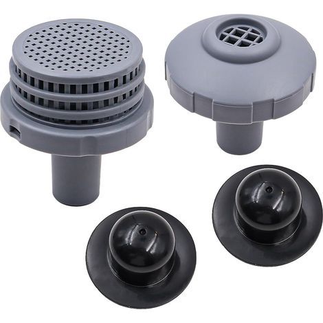 Kits de conectores para chorros de agua de piscina con rejilla de entrada y salida, boquilla de entrada y tapa perforada con conexiones de 1,25". (1/5)