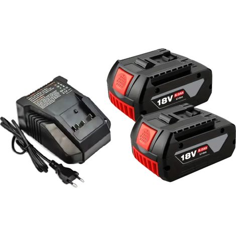 Batería recargable, 18 V, capacidad de 8000 mAh, 8,0 Ah x 2 - Cargador x 1 (1/2)