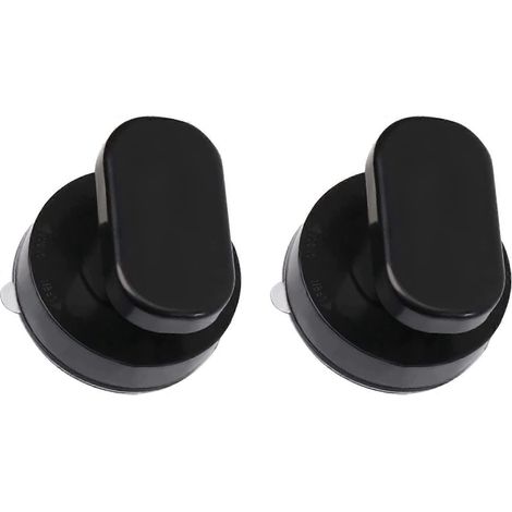 Set mit 2 Saugnapf-Türgriffen, schwarz, geeignet für Glasschranktüren.
