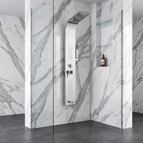 Colonna doccia idromassaggio colorazione Silver Lucido con cascata - 135x20 cm (1/2)
