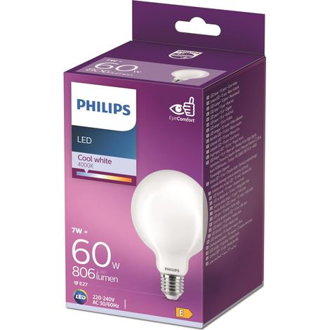ampoule LED Globe E27 60W Blanc Froid Dépolie, verre (1/5)