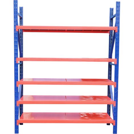 Scaffalatura metallica a 5 ripiani, 200x60x250 cm, 300 kg/ripiano, blu-arancione Breckner Germany (1/5)