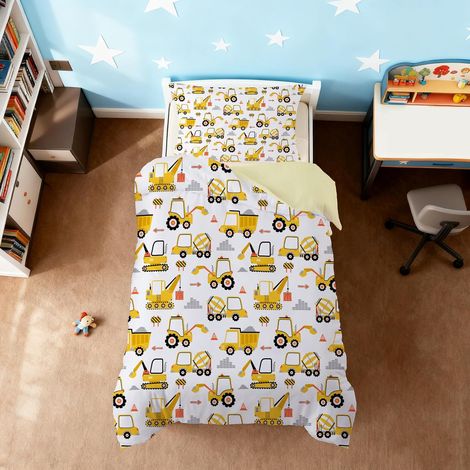 Parure de lit 90x190 Enfant, Truck Housse de Couette garçon, Housse de Couette 90x190 en Microfibre 1 Personne, Parure de Lit avec Taie d'oreiller 40x60cm (1/5)