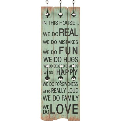 Porte-manteau mural pour Chambre, Salon, Salle de Bain - avec 6 crochets 120 x 40 cm HAPPY LOVE OIB1940E (1/5)