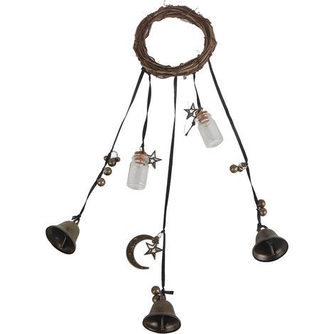 Sorcière carillons éoliens couronne à la main sorcière cloches Protection porte cintres suspendus sorcière cloches carillons éoliens pour porte de maison. (1/5)