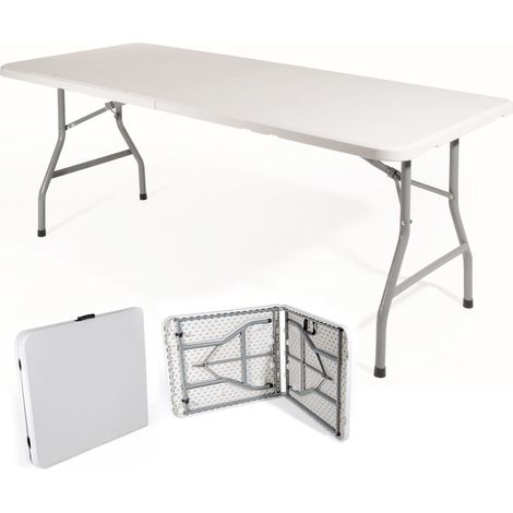 Tavolo Pieghevole in Plastica Trasportabile Bianco Pic Nic 180 - 90 cm (1/10)