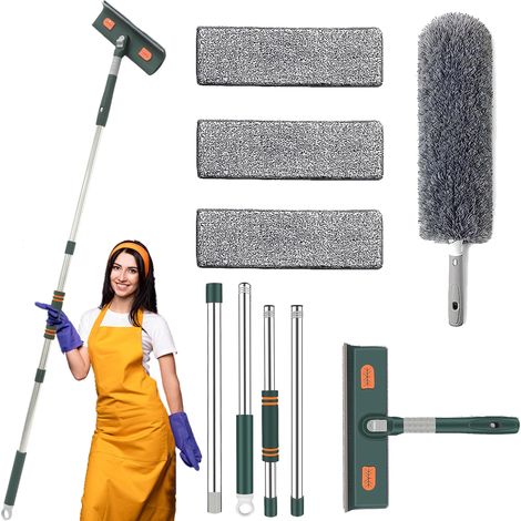 206 cm Fensterabzieher – inklusive 2 Mikrofasertüchern und 1 Mikrofaser-Fensterwischkopf – Teleskop-Fensterreinigungswerkzeug