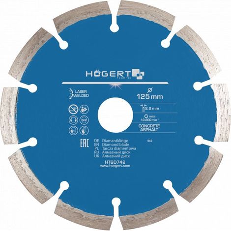 Disque à tronçonner diamanté Hogert HT6D742 125 mm