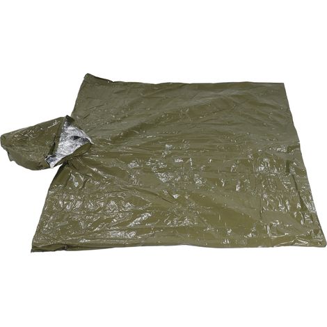 Poncho d'urgence imperméable en PE et aluminium, réutilisable, idéal pour le camping et la randonnée. Poncho de survie d'urgence pour les activités de plein air. (1/5)