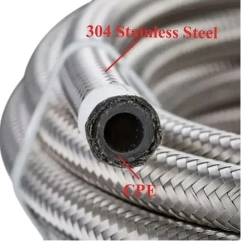 Manguera de combustible, de acero inoxidable y caucho CPE, resistente a alta presión, 3M AN10, diámetro interior de 14,2 mm. (1/2)