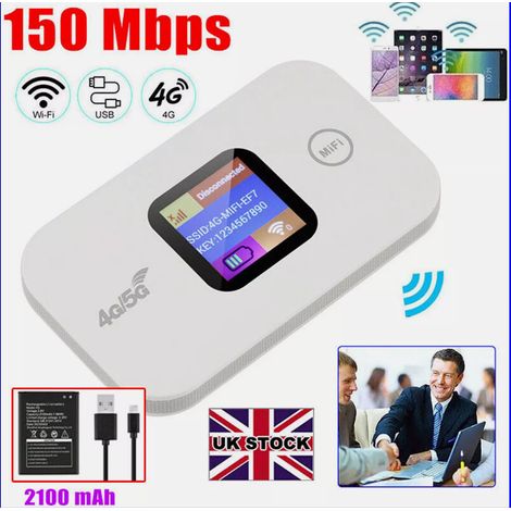 Router Wi-Fi portátil, pantalla LCD, 4G/5G LTE, 10 dispositivos, para el hogar y los viajes. (1/5)