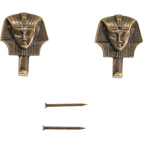 Lupia - Kit 2 Ganci FARAONE BRONZO per Quadri, Specchiere, Cornici, Metallo Artistico, Include Chiodi per Fissaggio, Adatti a tutti gli Ambienti, Dimensioni 3,1x2,8 cm (1/2)