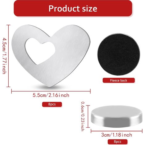 lalago Lot de 8 poids de nappe magnétiques extra lourds - Support magnétique - Motif cœur - En acier inoxydable - Pour nappe, rideaux