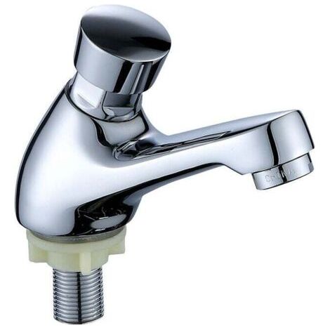 Robinet à écoulement temporisé Lavabo Robinet chromé Fermeture automatique Économie d'eau (1pcs) (1/5)