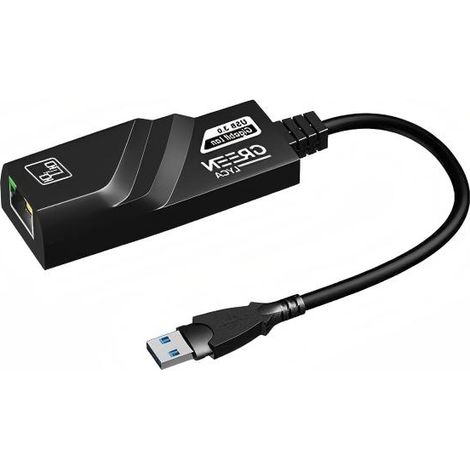 Adaptateur Ethernet USB 3.0 Lyca vert, 10/100/1000 Mbps - Noir (1/2)