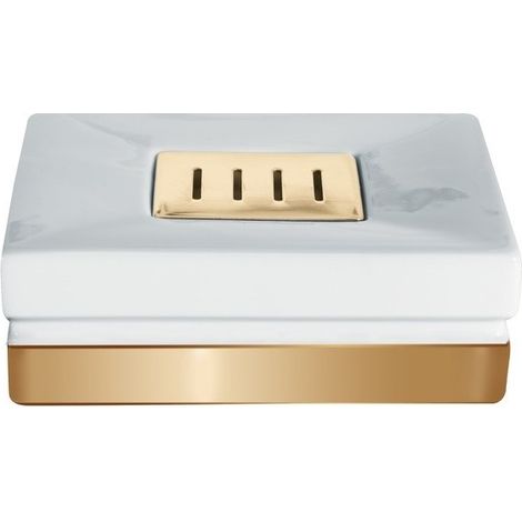 Spirella Roma Collection, Porte-savon 4,5 x 8,0 x 12,0 cm, Porcelaine, Blanc