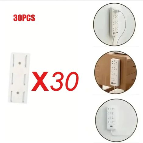 (30 pièces) Fixation murale adhésive pour multiprise, organiseur de câbles amovible, support de prise de bureau pour la maison et le bureau (1/5)