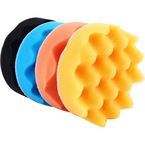 4 pièces éponges de polissage auto 13 cm mousse tampons lustrage cire kit polisseuse (1/2)