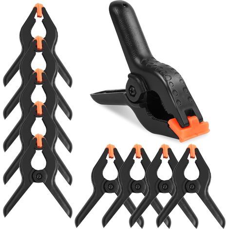 Set of 9 Spring Clamps, 11.7 cm, Black, Versatile Clamp Joint with Mobile Jaws Heavy Duty for Woodworking, Photography, Background, Garden, Patio, Crafts (1/5)