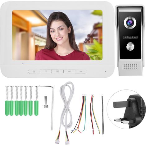 Visiophone HD 7 pouces avec sonnette, caméra et moniteur pour système de sécurité domestique 100‑240V (1/5)