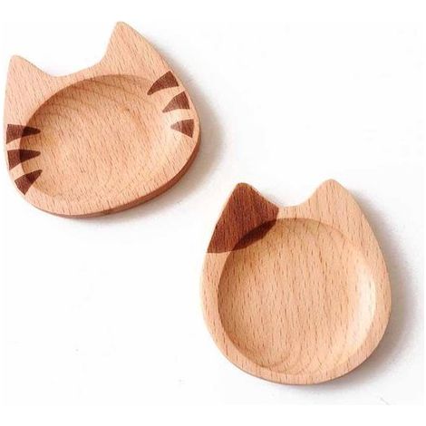 Porta cucchiaini da caffè: 2 graziosi porta cucchiaini da caffè/tè in legno a forma di gatto, decorazione per l'angolo caffè, bar, porta bastoncini per mescolare (1/4)